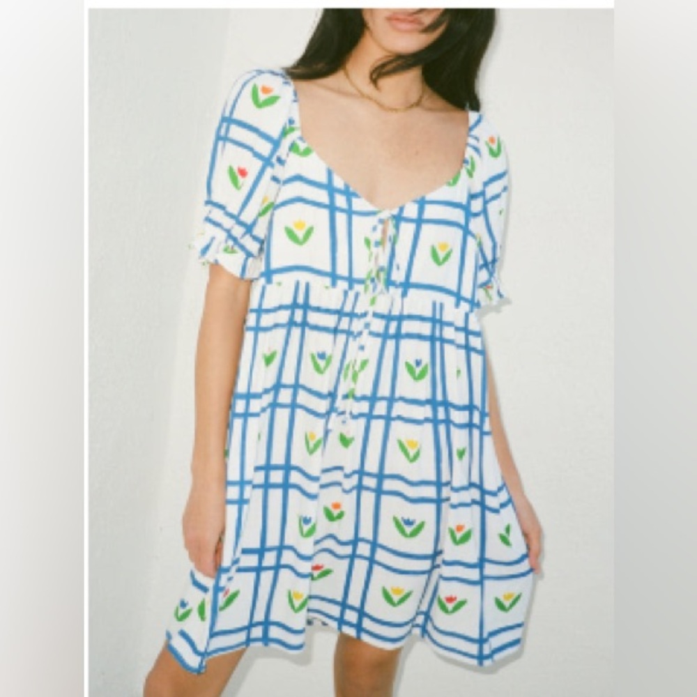 Lisa Says Gah Lily Window Pane Tulips Mini Dress